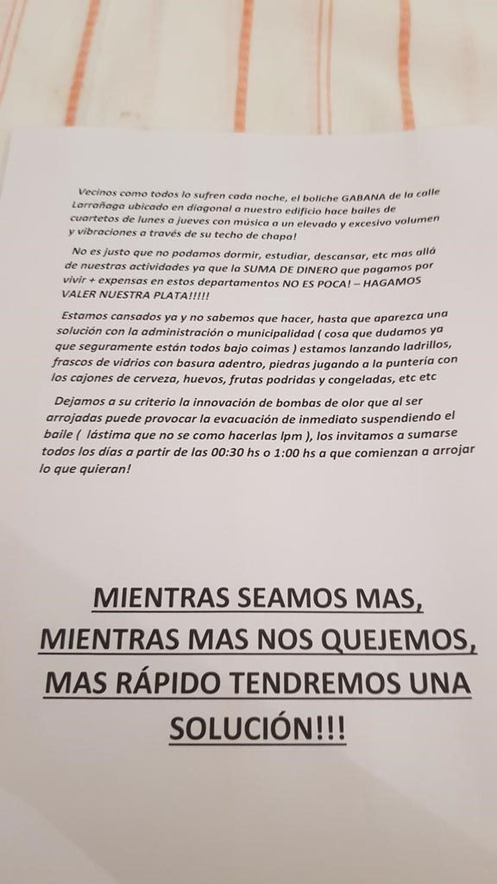 La "propuesta" del vecino (Twitter Vivir en Nueva Córdoba).