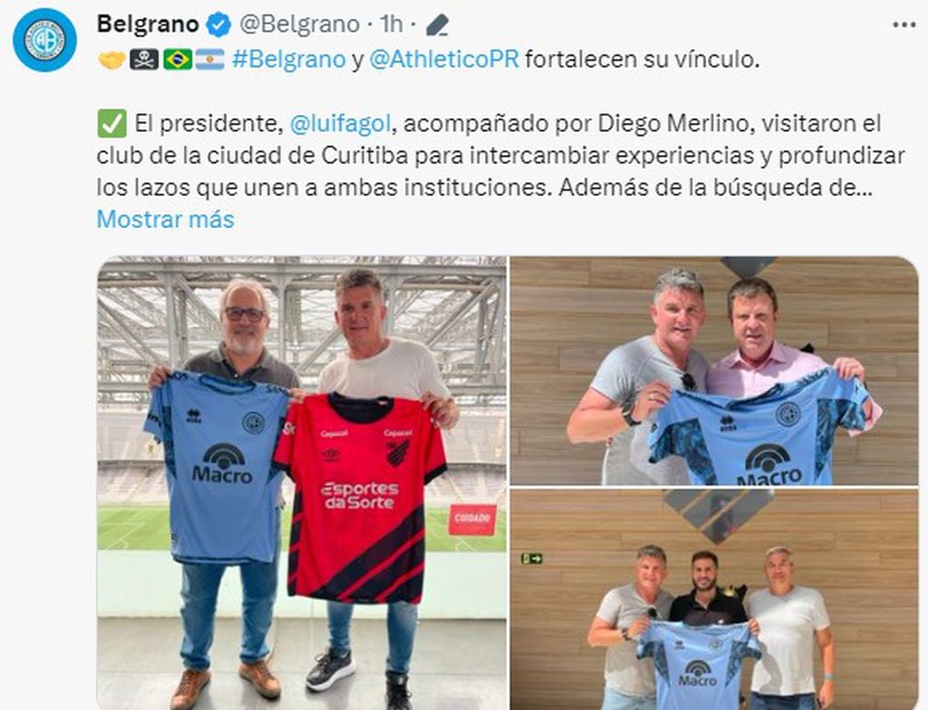 Belgrano y Paranaense estrecharon vínculos, tras la venta de Bruno Zapelli.