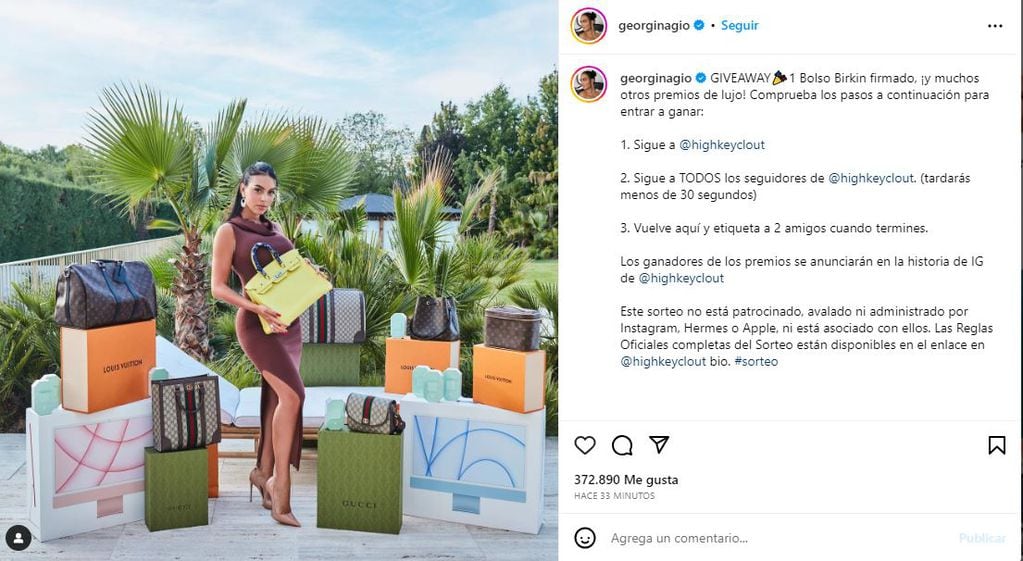 El insólito sorteo en el Instagram de Georgina Rodríguez