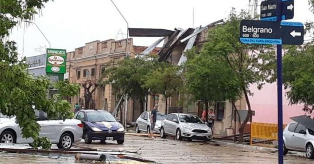 Destrozos en Santa Rosa de Río Primero\u002E (Foto: Gentileza El Diario del Pueblo)
