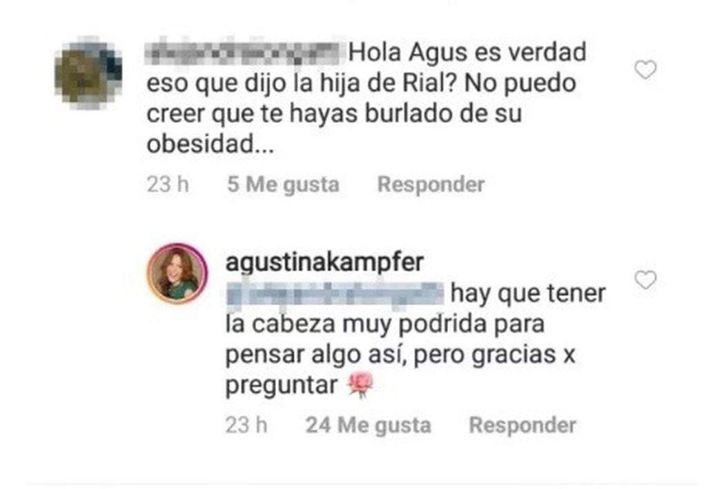 La respuesta de Agustina Kämpfer a More Rial (Foto: Capturas de pantalla)