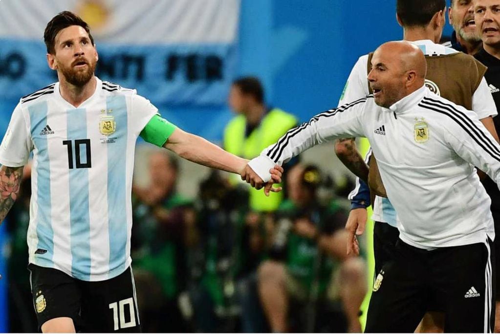 Messi y Sampaoli durante el Mundial de Rusia. Foto: ESPN.