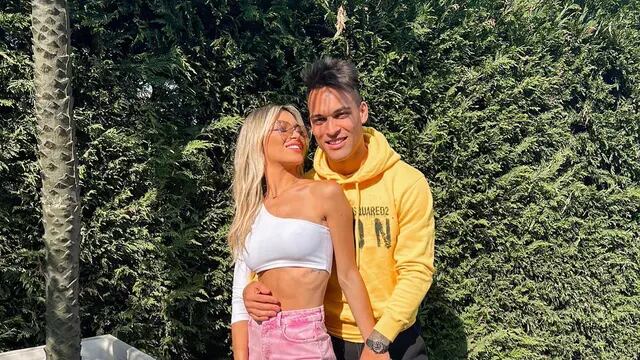 Agustina Gandolfo y Lautaro Martínez hicieron jueguitos con la pelota.