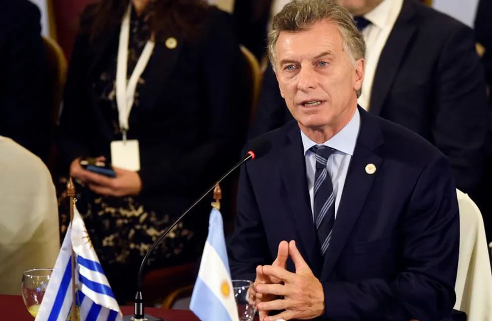 Argentina's President Mauricio Macri speaks as a new pro tempore president of the Mercosur trading bloc, at the 53rd Mercosur Summit in Montevideo, Uruguay, Tuesday, Dec. 18, 2018.  (AP Photo/Matilde Campodonico) uruguay montevideo mauricio macri cumbre del mercosur en montevideo argentina asume presidencia del mercosur
