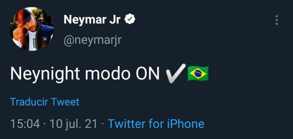 Neymar escribió en su cuenta de Twitter a horas de enfrentar a Argentina.