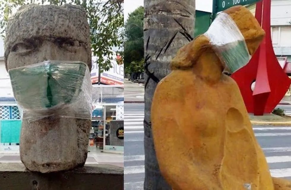 Tapa bocas en las esculturas: una forma de concientizar a los ciudadanos. (Web).
