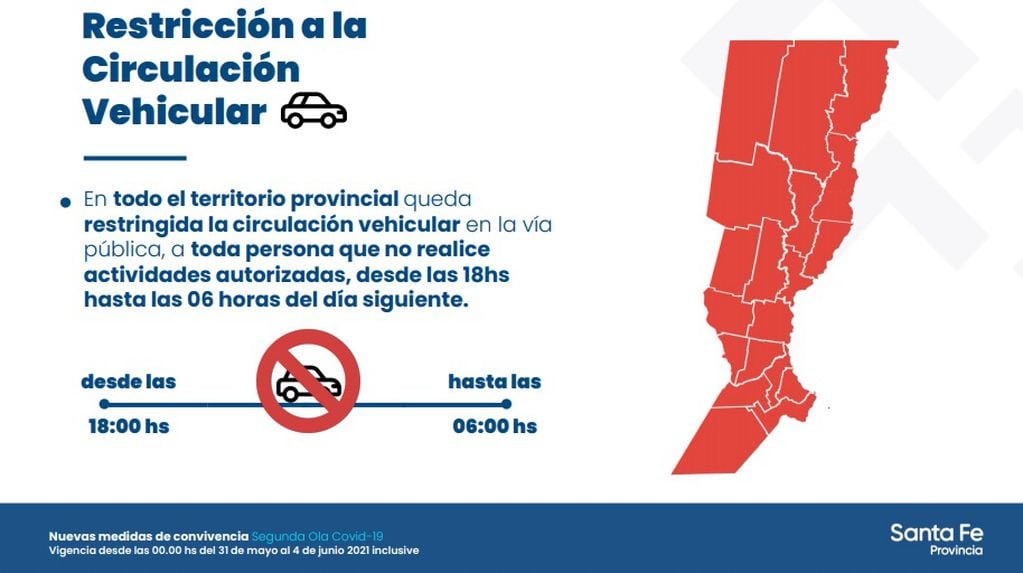 Restricción vehicular en Santa Fe hasta el 4 de junio inclusive