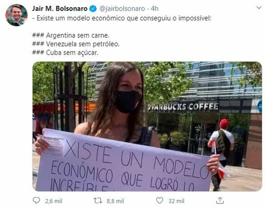 El posteo de Jair Bolsonaro. (Twitter/@jairbolsonaro)