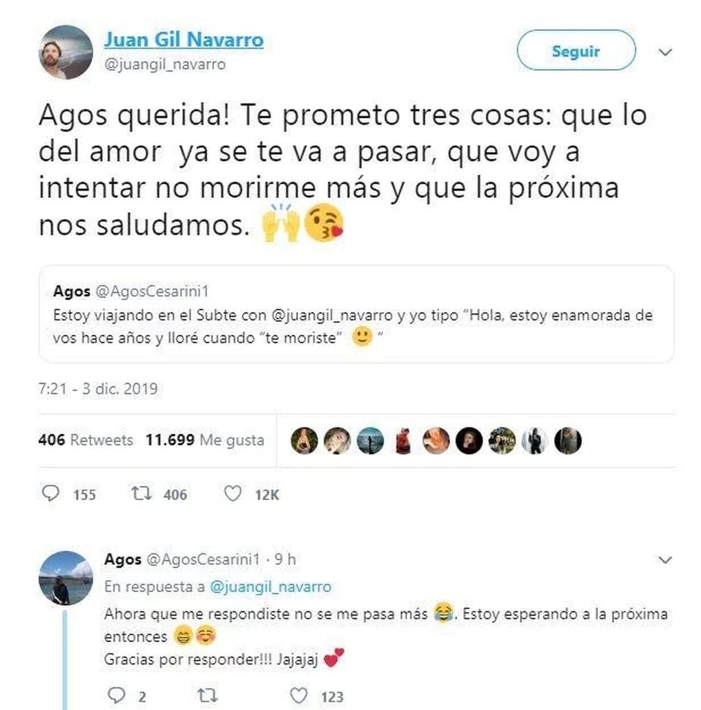 La hilarante promesa de Juan Gil Navarro a una fanática de "Floricienta" (Foto: Captura de Twitter)