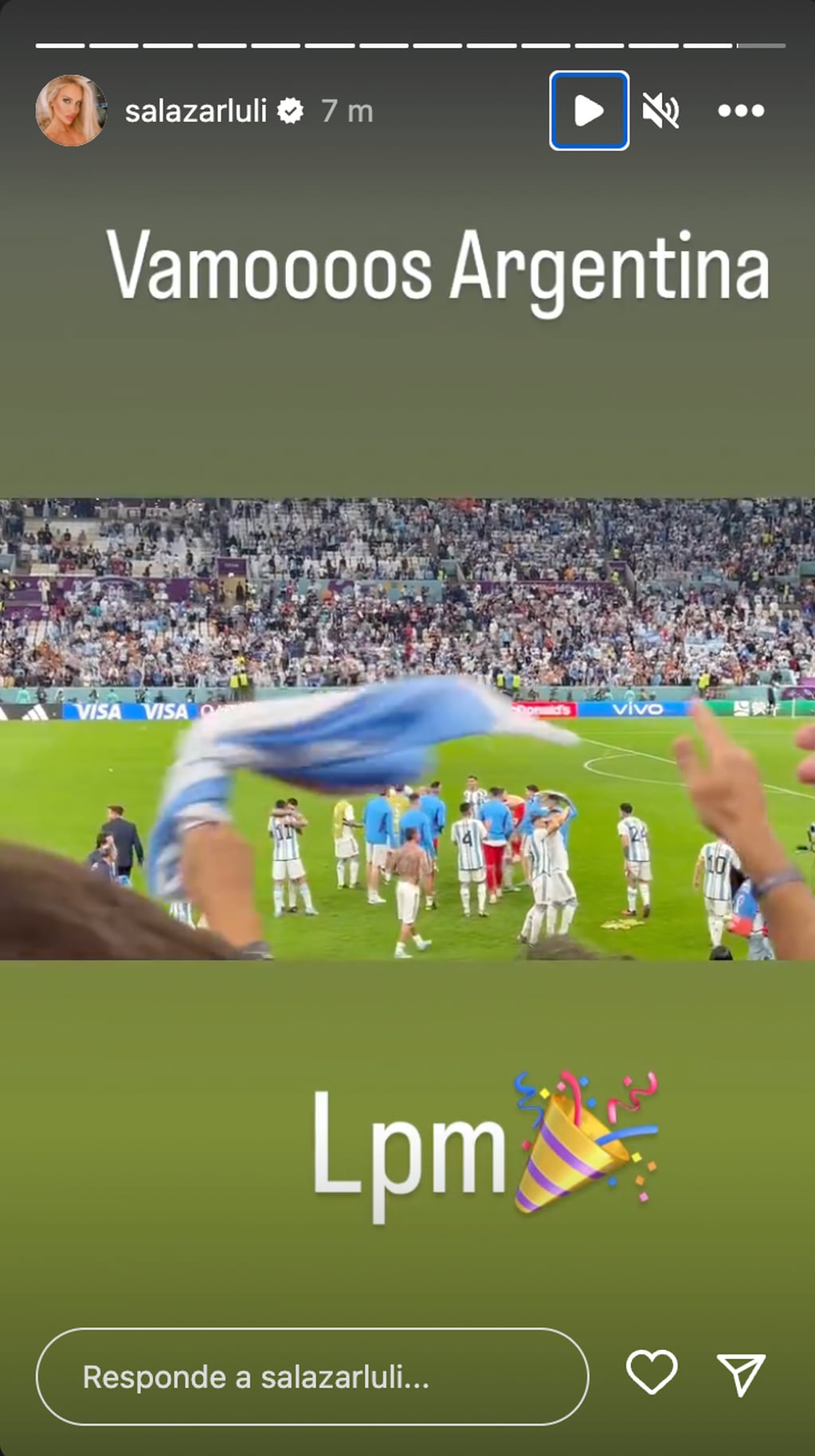 El mensaje de Luciana Salazar celebrando la victoria de Argentina.