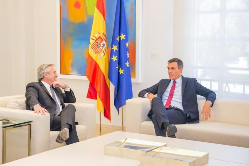 Alberto Fernández se reunió con el presidente español Pedro Sánchez. (Frente de Todos).