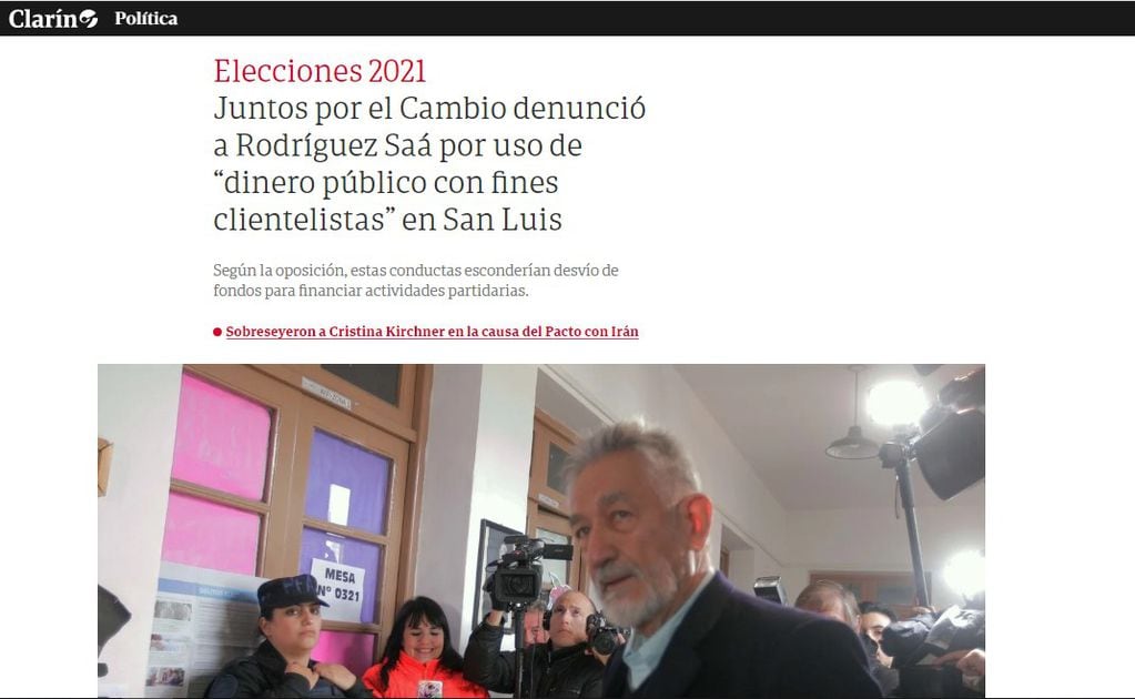 Clarin se hizo eco de la denuncia al Gobierno de Rodríguez Saá