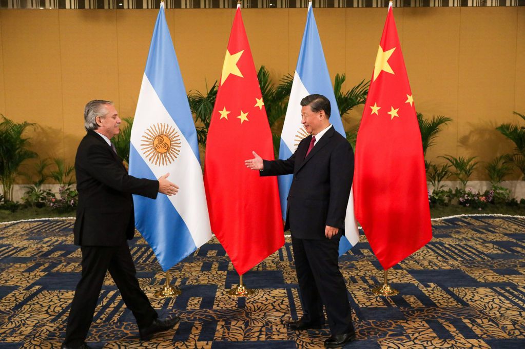 Alberto Fernández y su par chino Xi Jinping en la cumbre del G20 realizado en Bali (Presidencia)