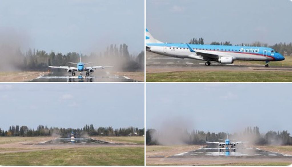 El vuelo AR1334 proveniente de la Ciudad de Buenos Aires, aterrizó en San Rafael a las 15, de este lunes.