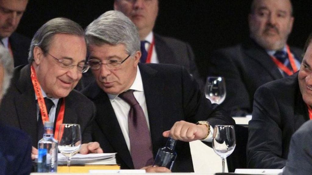 Florentino Pérez, presidente del Real Madrid, y Enrique Cerezo, presidente del Atlético de Madrid. (Foto: Web) 