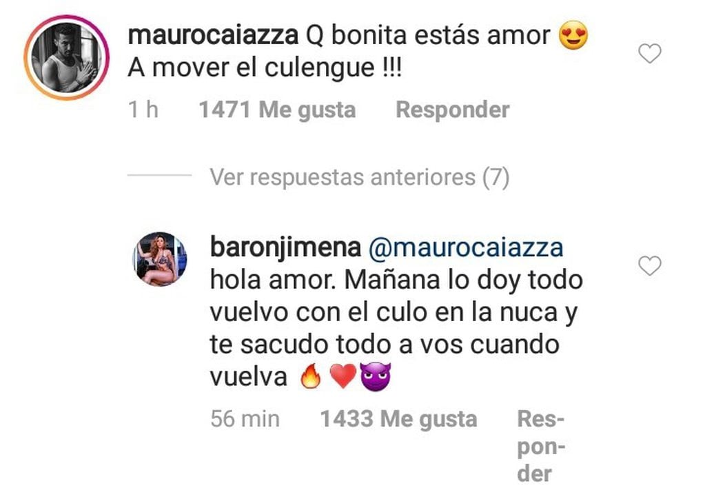 Jimena Baron le respondió picante a su novio... (Foto: Instagram)