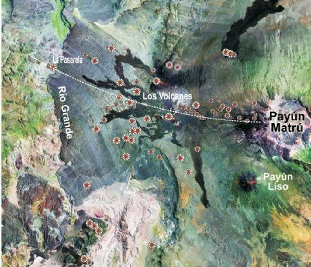 Volcanes monogenéticos del Pleistoceno tardío y Holoceno en la faja plegada y corrida de Malargüe al oeste del Payún Matrú.