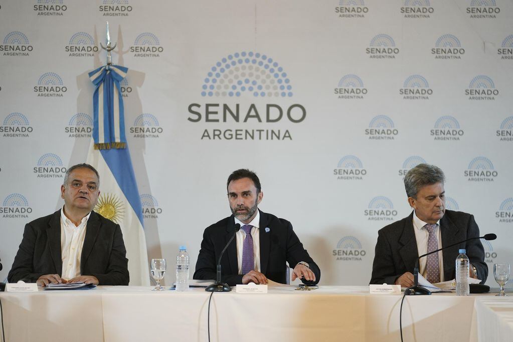 El senador Ezequiel Atauche (centro), presidente de la Comisión de Presupuesto y Hacienda (Foto: Clarín)