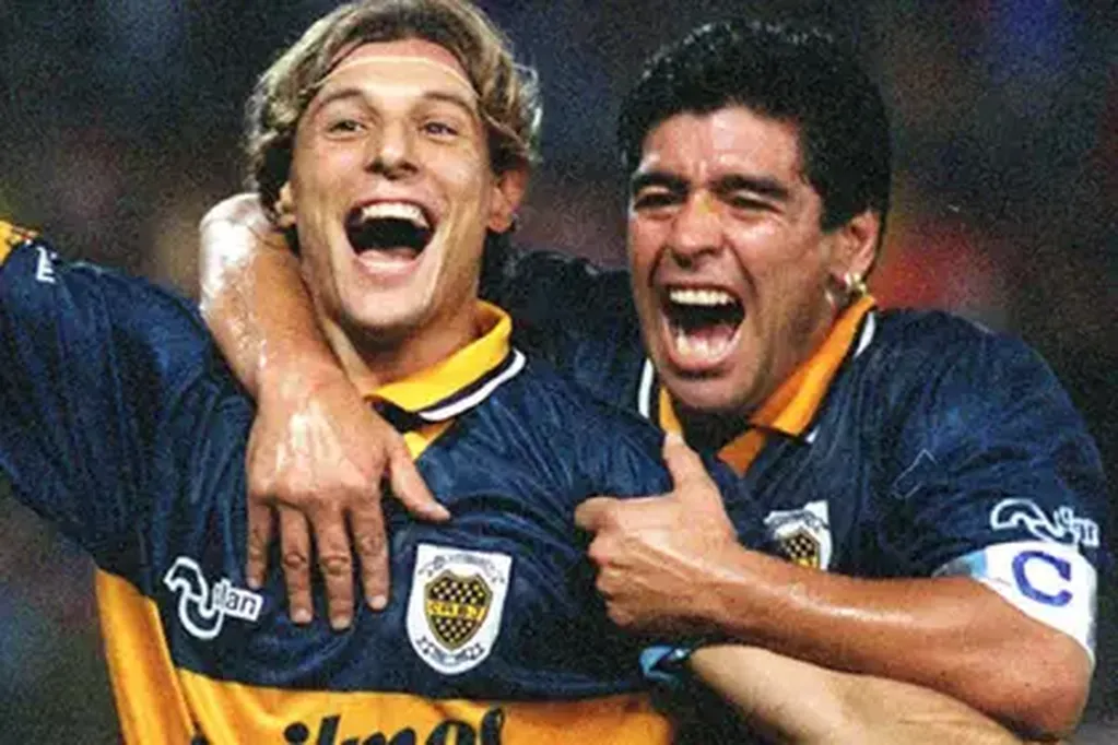 El Pájaro Cannigia y Diego Maradona en Boca.