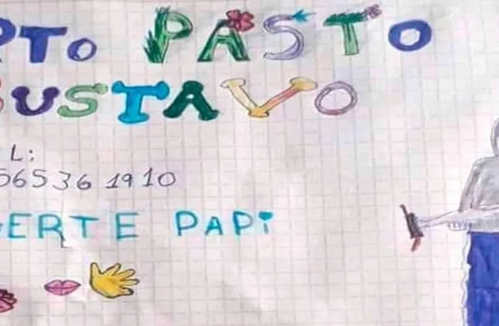 Una nena de 8 años hizo un dibujo para ayudar a su papá a conseguir trabajo. (Facebook)