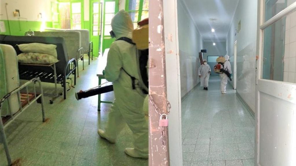Avanzan las tareas de desinfección de hospitales, en diferentes puntos de la provincia de Jujuy.