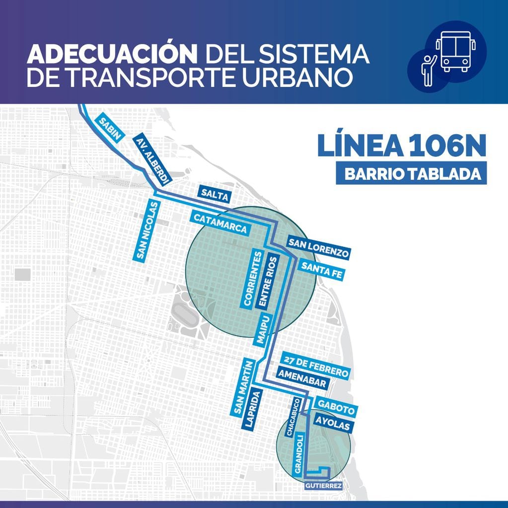 El 106 pasará por Hospitales entre el centro y Tablada. (@movilidadros)