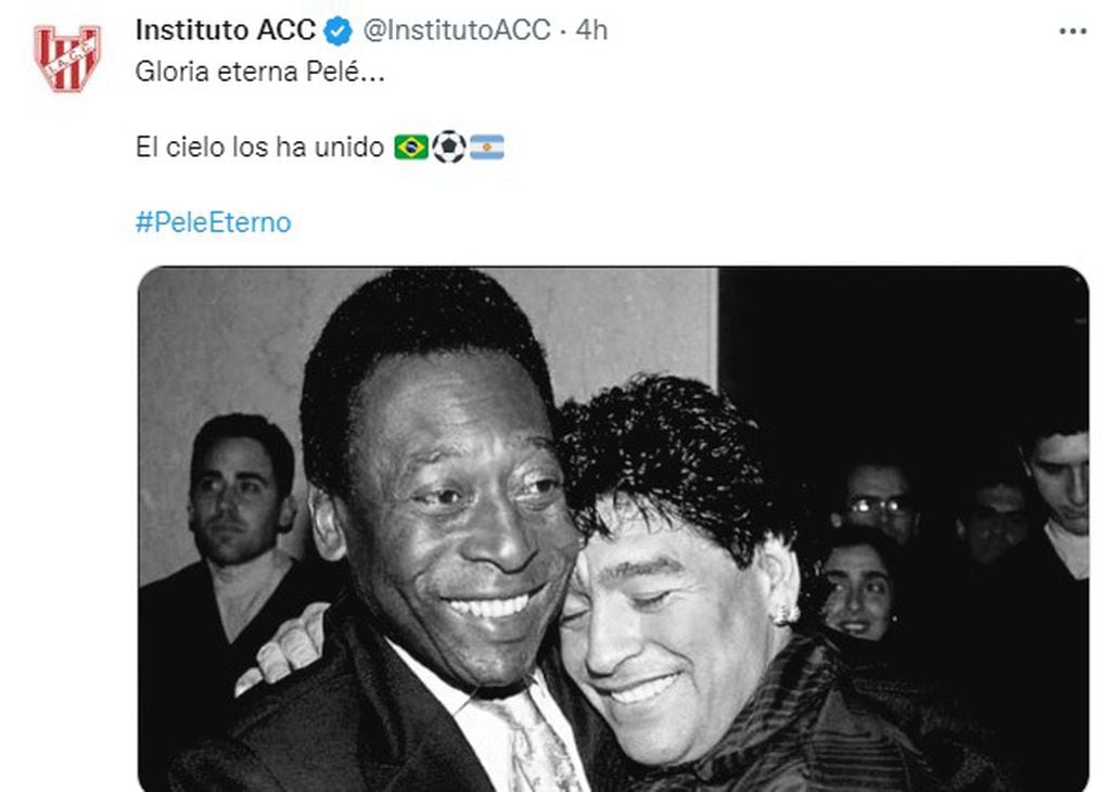 Gloria eterna. Instituto saludó a Pelé y recordó a Diego.