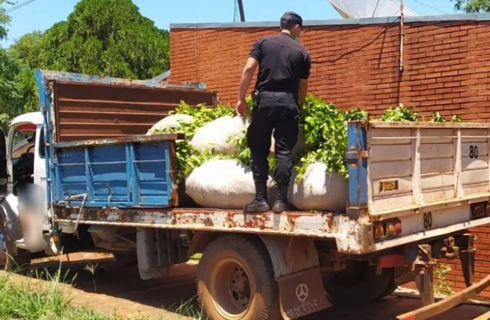 Secuestran camión con raídos de yerba robada en Campo Grande.
