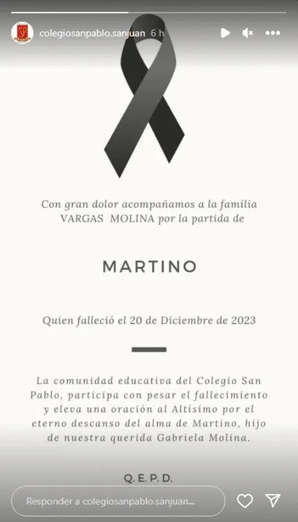 Conmoción en el ámbito educativo por la muerte del pequeño Martino, de 2 años.
