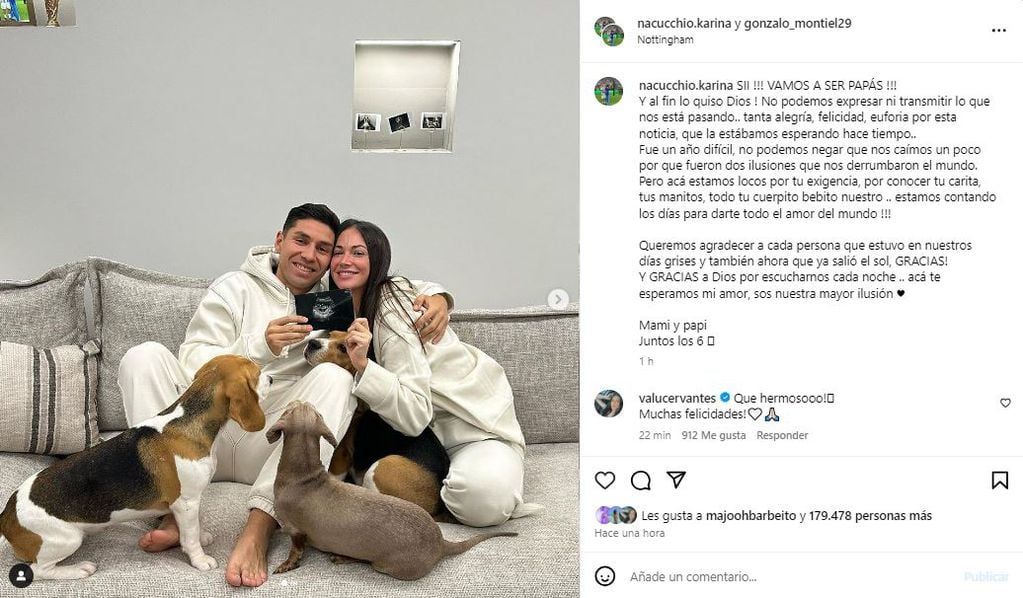 Gonzalo Montiel va a ser papá: la tierna foto con la que Karina Nacucchio confirmó que está embarazada