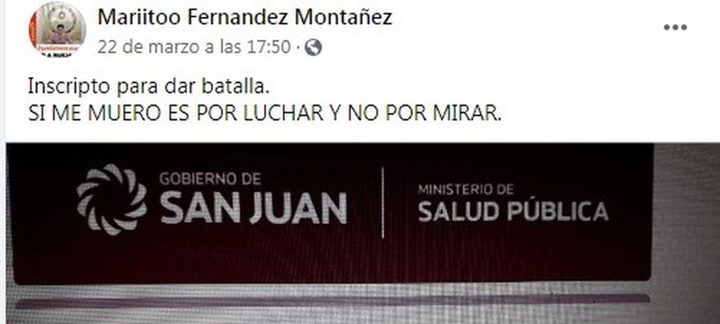 Su posteo se volvió viral en las redes de San Juan.