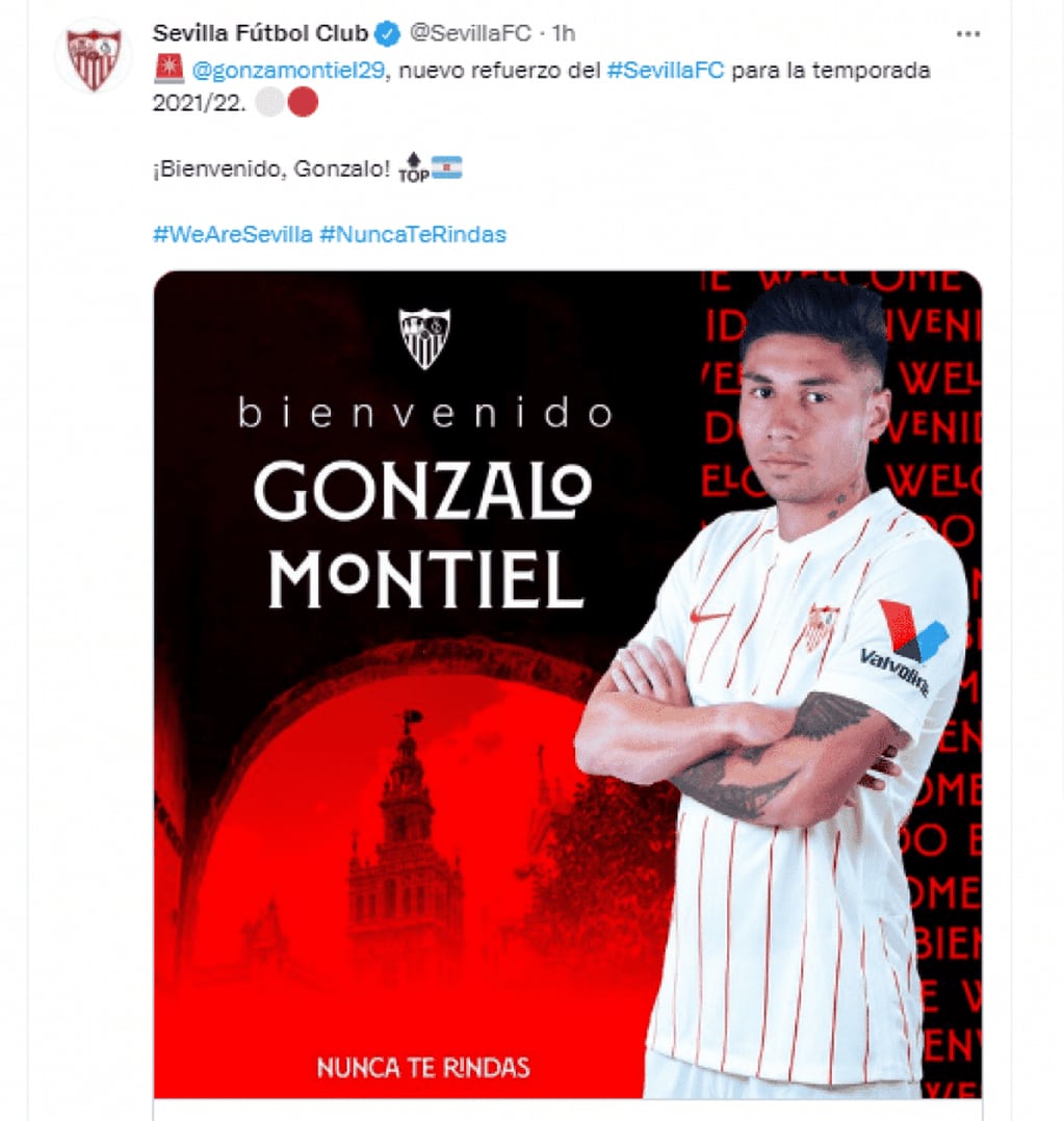 Gonzalo Montiel es nuevo jugador de Sevilla.
