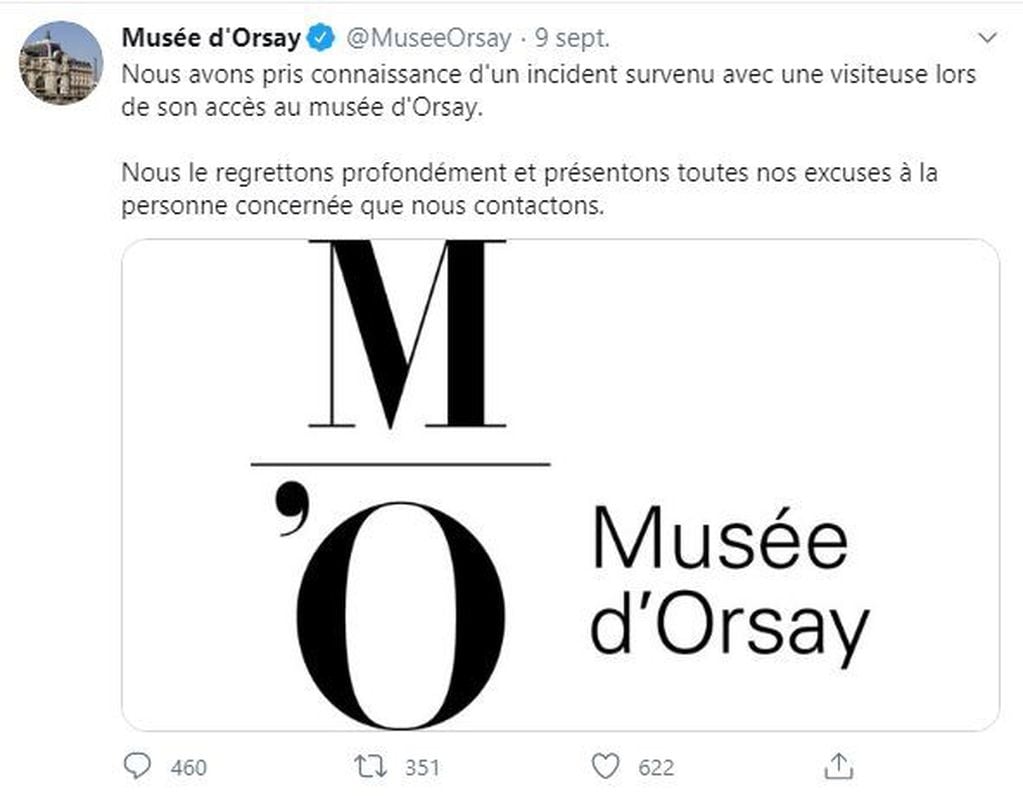 El mensaje del Museo de Orsay. (Twitter)