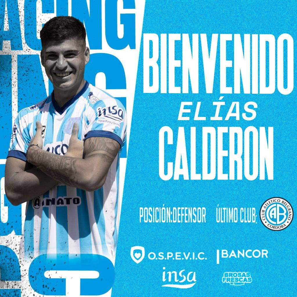 Elías Calderón es un prometedor defensor central que llega a Racing a préstamo desde Belgrano