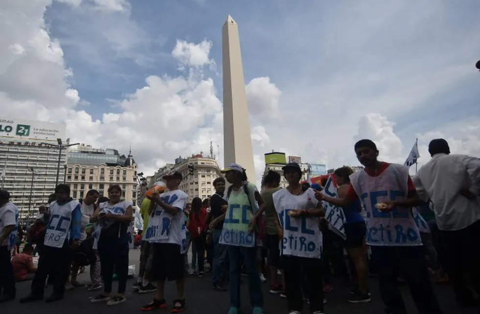 Marcha de la Corriente Clasista y Combativa en la Ciudad de Buenos Aires. (DyN).