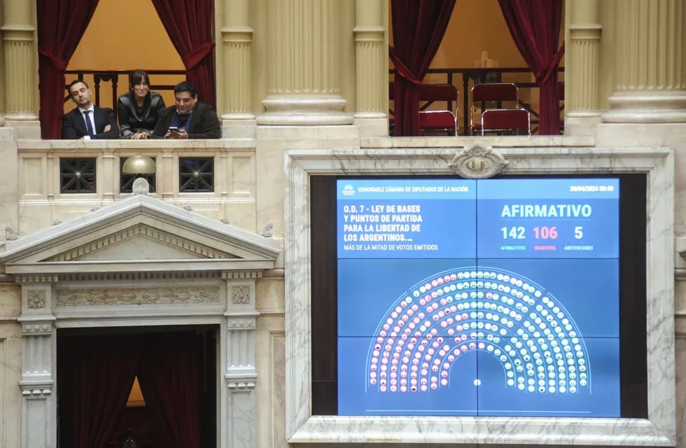 La "ley bases" se aprobó con 142 votos a favor, 106 en contra y 5 abstenciones. Foto: Federico López Claro