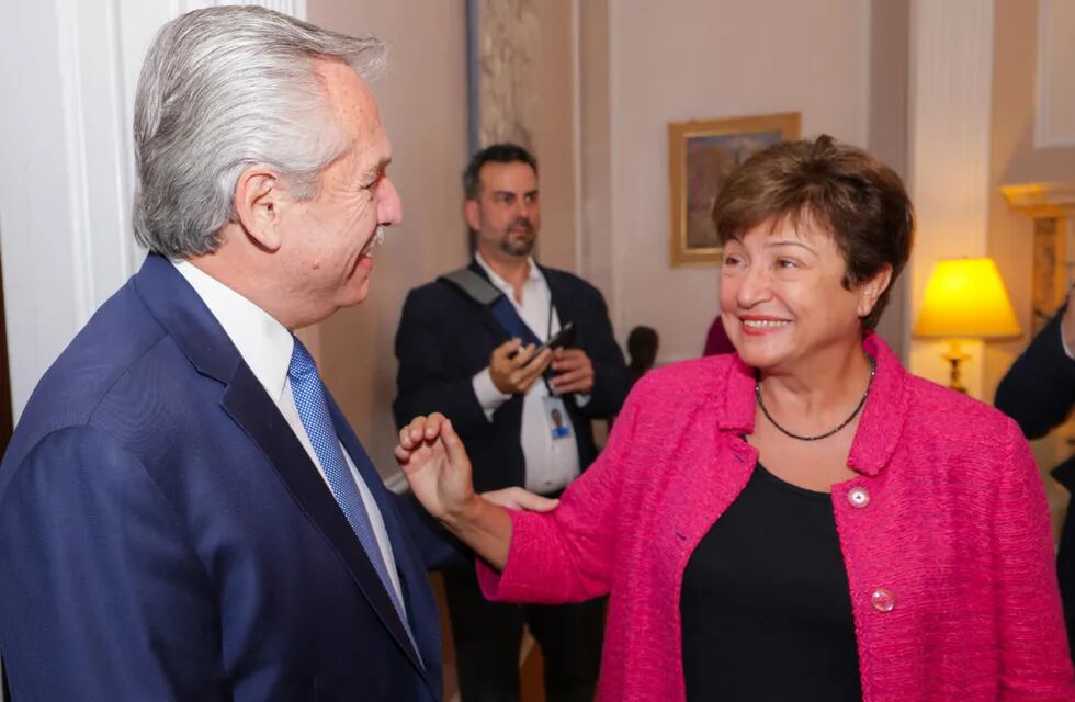 Alberto Fernández y Kristalina Georgieva, titular del FMI.