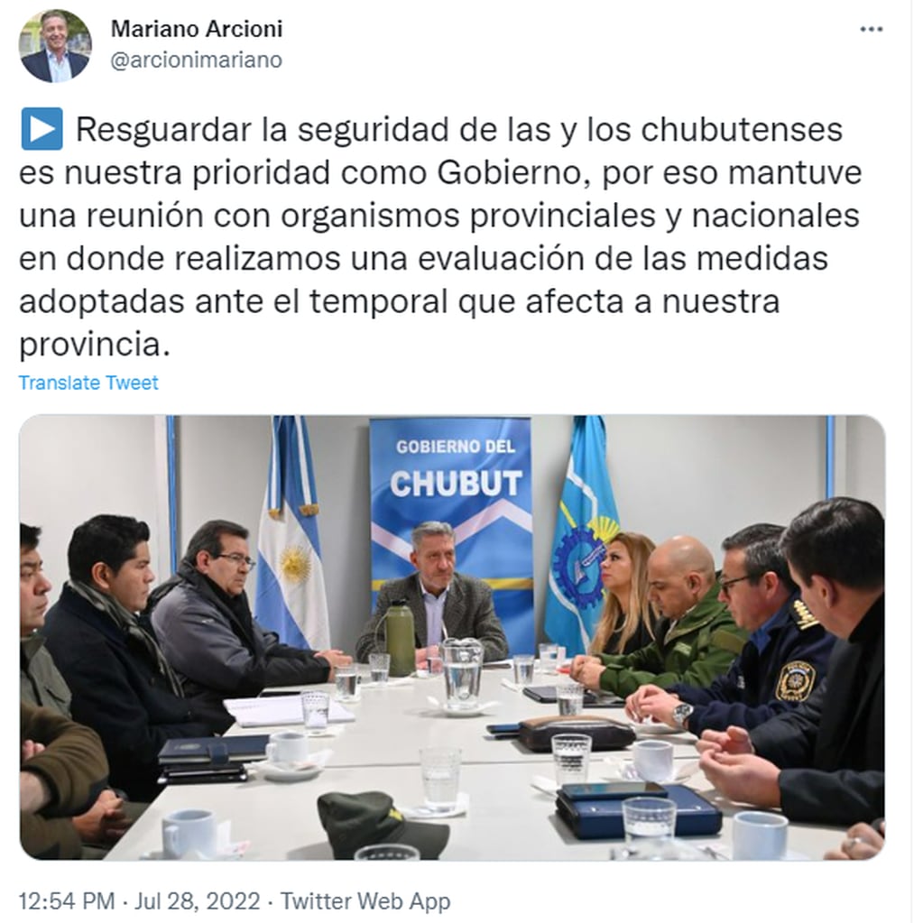 Arcioni, gobernador de Chubut, declaró la emergencia climática en la provincia por las intensas nevadas.