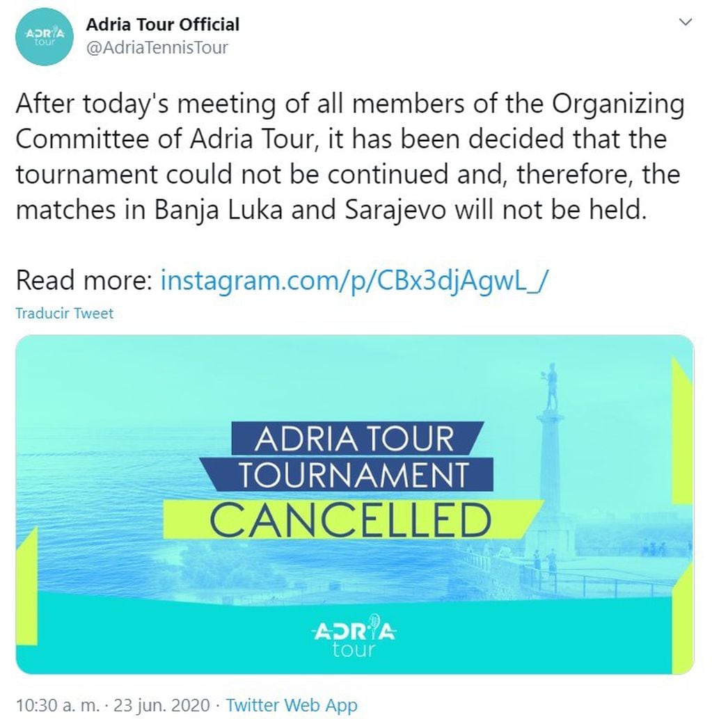 El Adria Tour fue cancelado (Foto: captura Twitter)