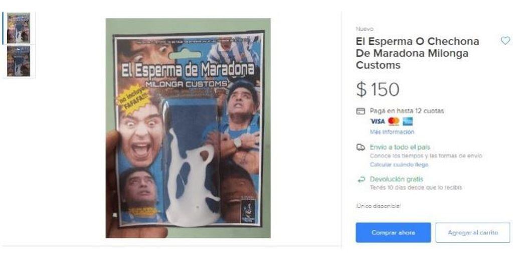 Furor por el juguete del esperma de Diego Maradona. (Web)