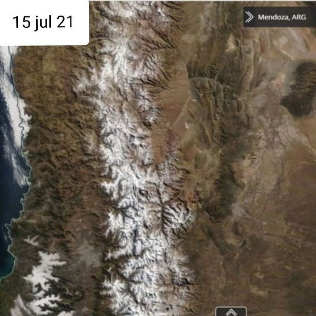 Cordillera de Los Andes, nieve acumulada en 2021.