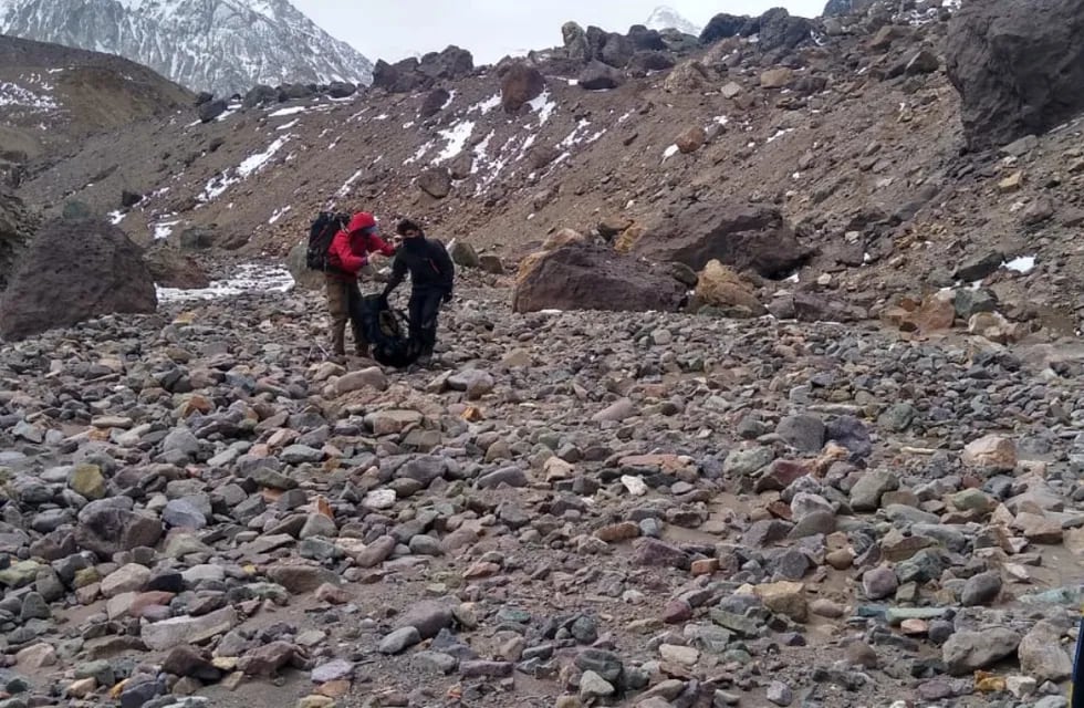 Se llevó a cabo el primer rescate de la temporada en el  Parque Provincial Aconcagua (Gentileza Gobierno).