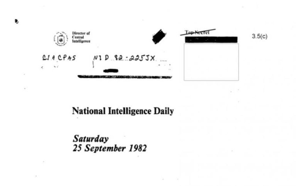 Un documento de septiembre de 1982 analizó con escepticismo la reconstitución de la junta militar.