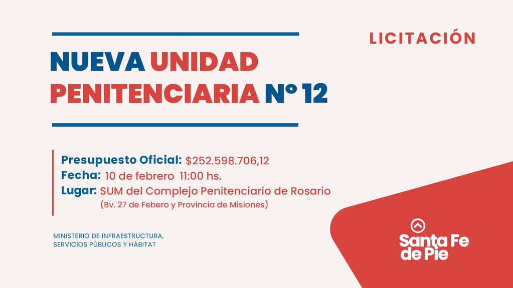 Licitación para una nueva unidad penitenciaria en Rosario (Gobierno de Santa Fe)