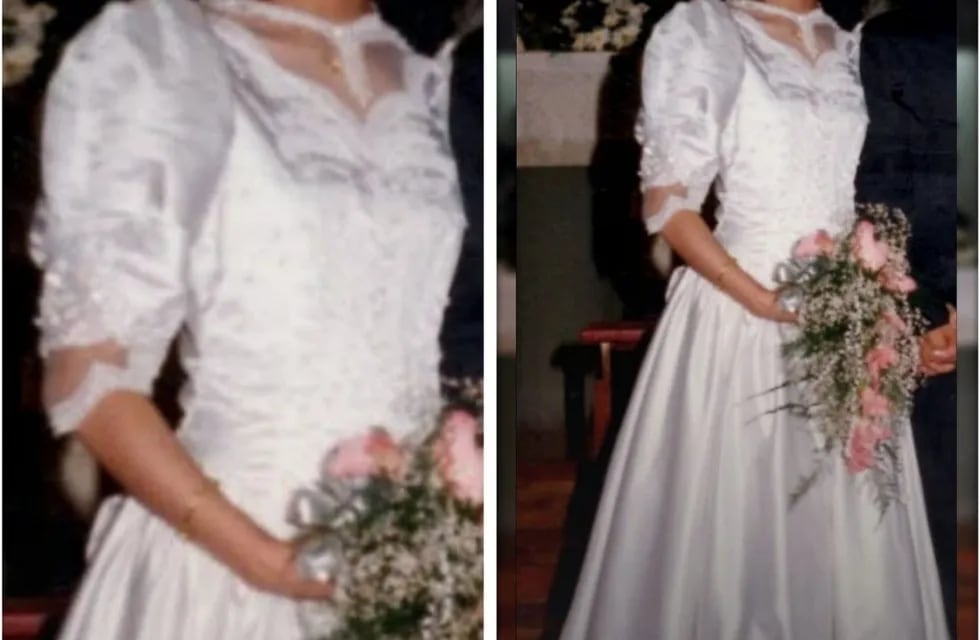 Sandra Reyes busca su vestido de novia para que lo use su hija en su casamiento.