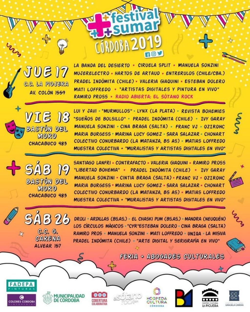 Cartelera de artistas del Festival Sumar