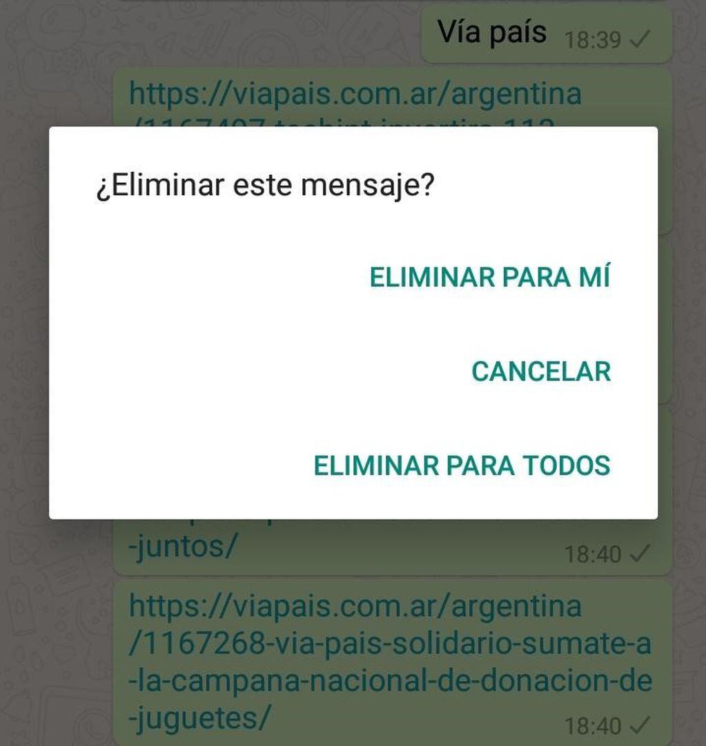 La aplicación de mensajería móvil agrandó el rango para eliminar los mensajes de texto.