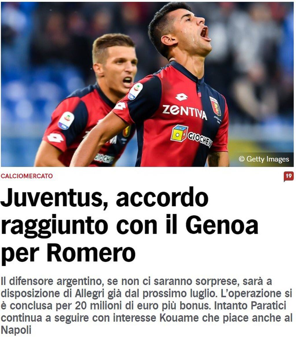 Cristian Romero a la Juventus.