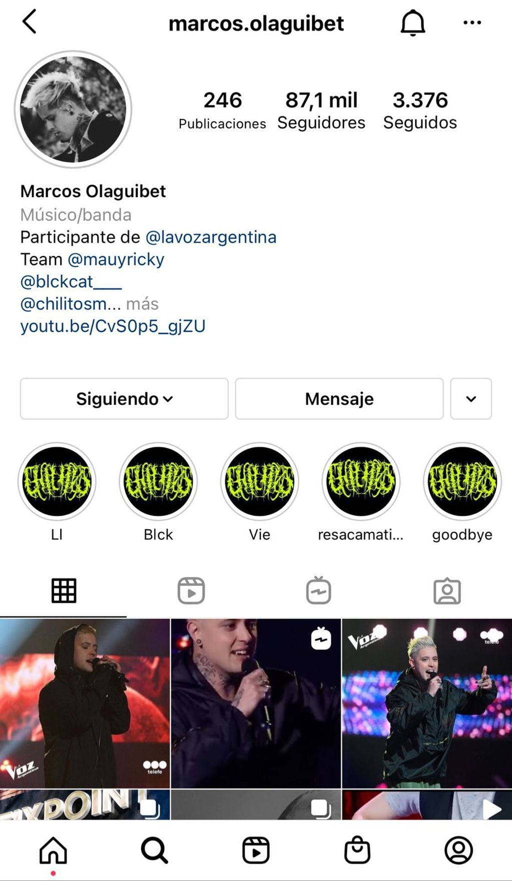El Instagram de Marcos Olaguibet.