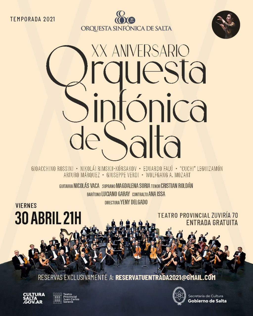 La cita es el viernes 30 de abril a las 21 en el Teatro Provincial Juan Carlos Saravia, con reserva previa.